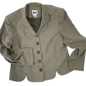 Vintage Leslie Faye Jacket Layer Fall Winter Metallic Gold Sparkle Plaid 80s 16P